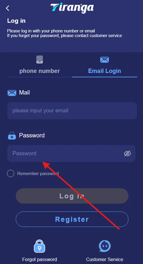 enter password